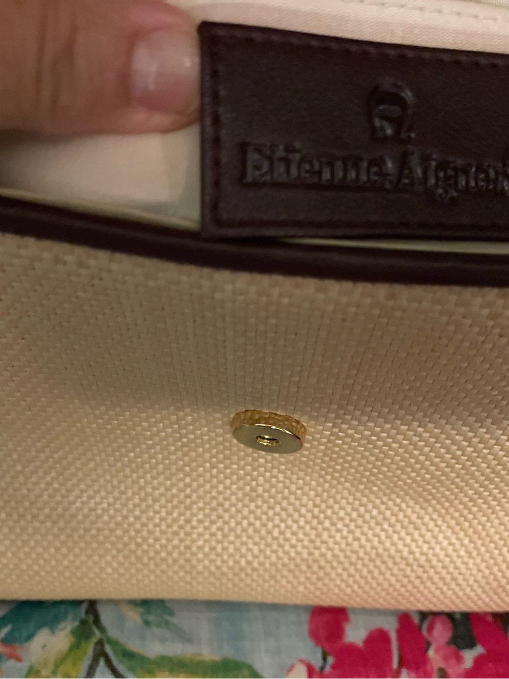 Pristine Etienne Aigner Beige Woven body and Brown leather trimmed Shoulder Bag - Picture 5 of 15